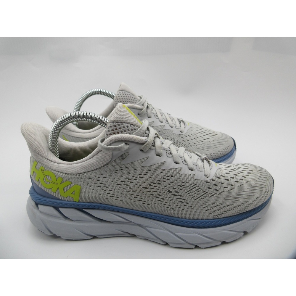Hoka One One Clifton 7 Shoes Womens Size 8.5 Gray Blue Road Running Sneakers